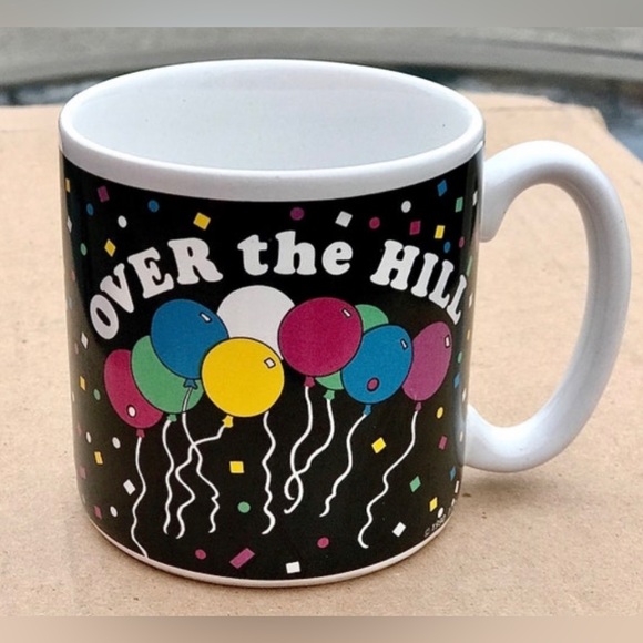 Vintage 1990 OVER THE HILL Susan Burger Artist Signed Ceramic Coffee Mug - Picture 1 of 10